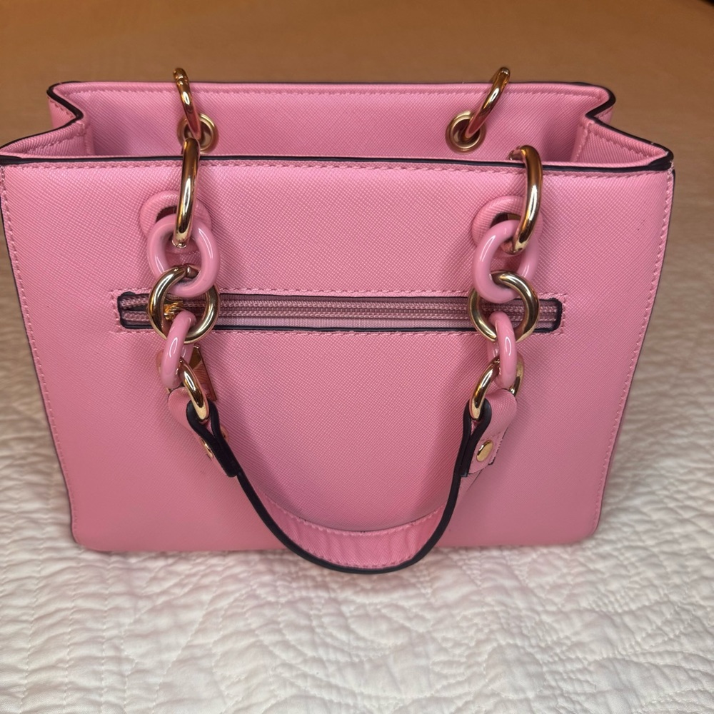 Pink Dainty Handbag with Gold Accent on Handles